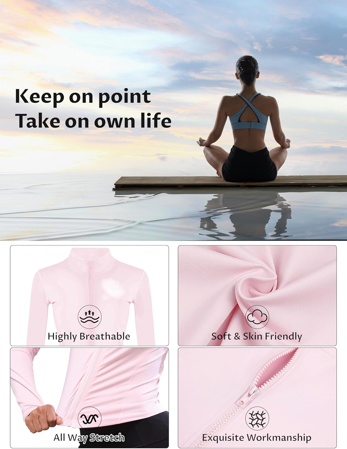 Womens Active Zip up Running Workout Cropped Bbl Athletic Jacket with Thumb Holes